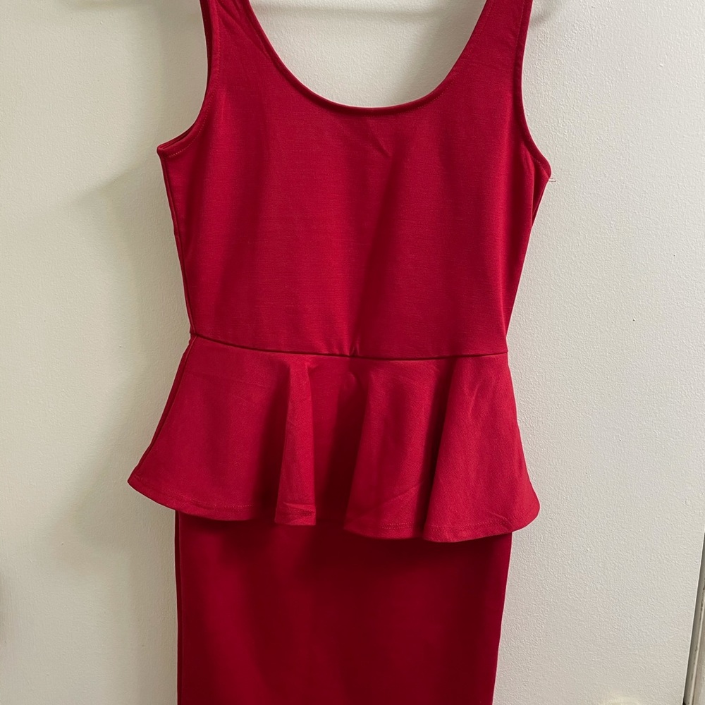 Red peplum style dress